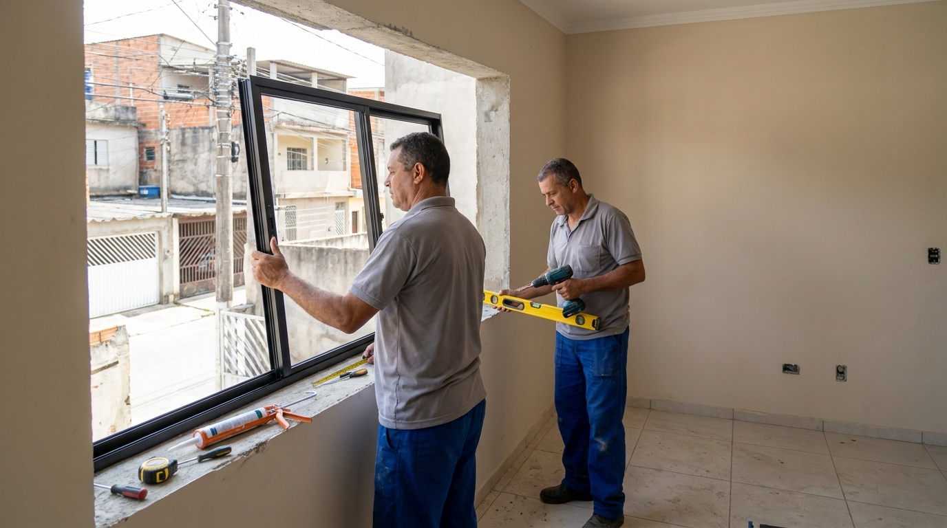 Esquadria de alumínio com vista para rua em Patos de Minas-MG