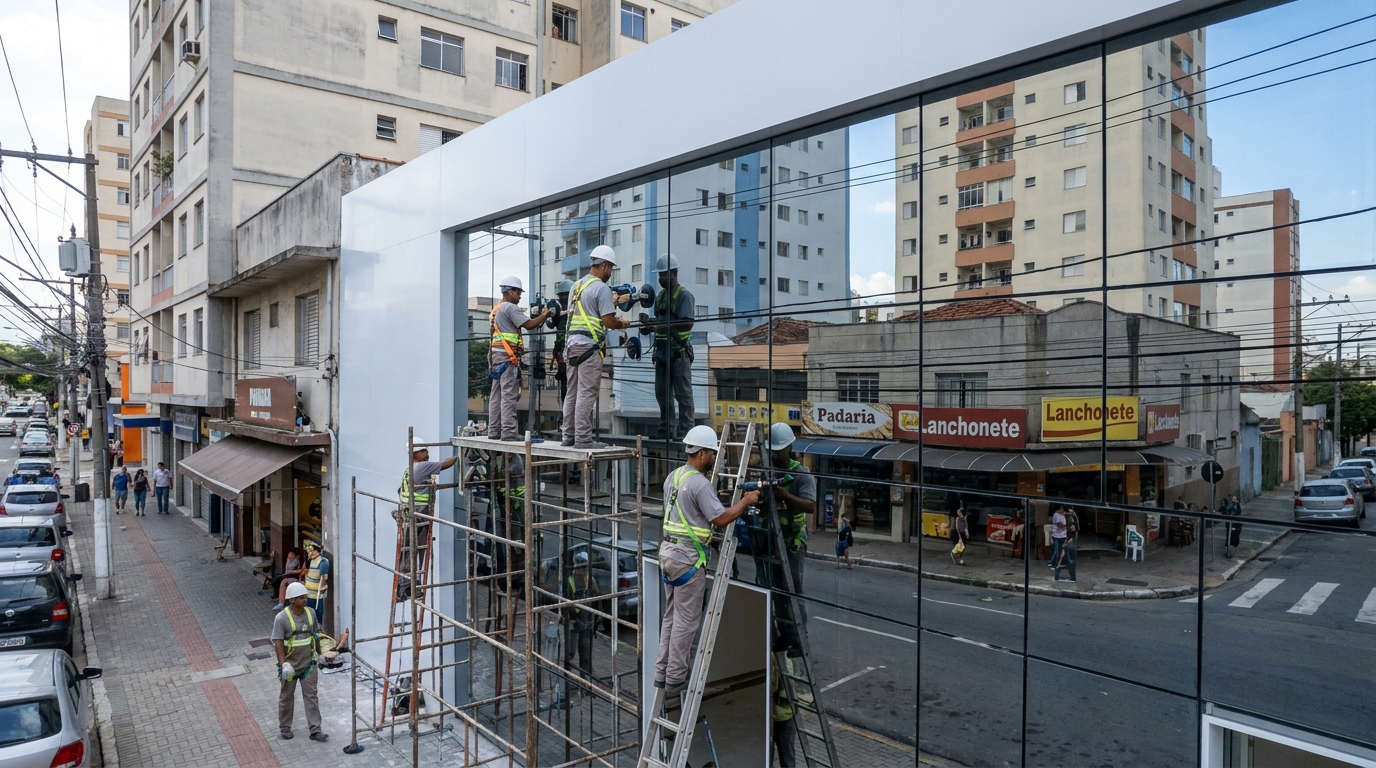 Fachada espelhada em esquina em Patos de Minas-MG